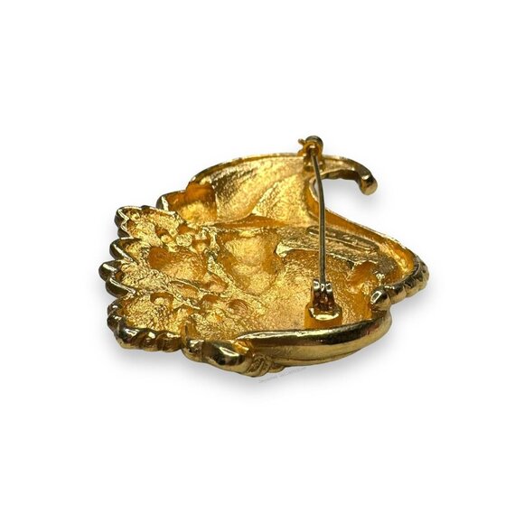 Ginnie Johansen Gold Tone Cornucopia Brooch Autumn Thanksgiving Vintage - Picture 9 of 9
